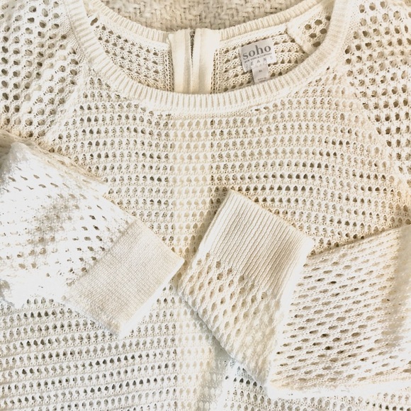 Soho New York & Company White/Cream Open Knit Zipper Back Sweater LIKE NEW! - Picture 5 of 8
